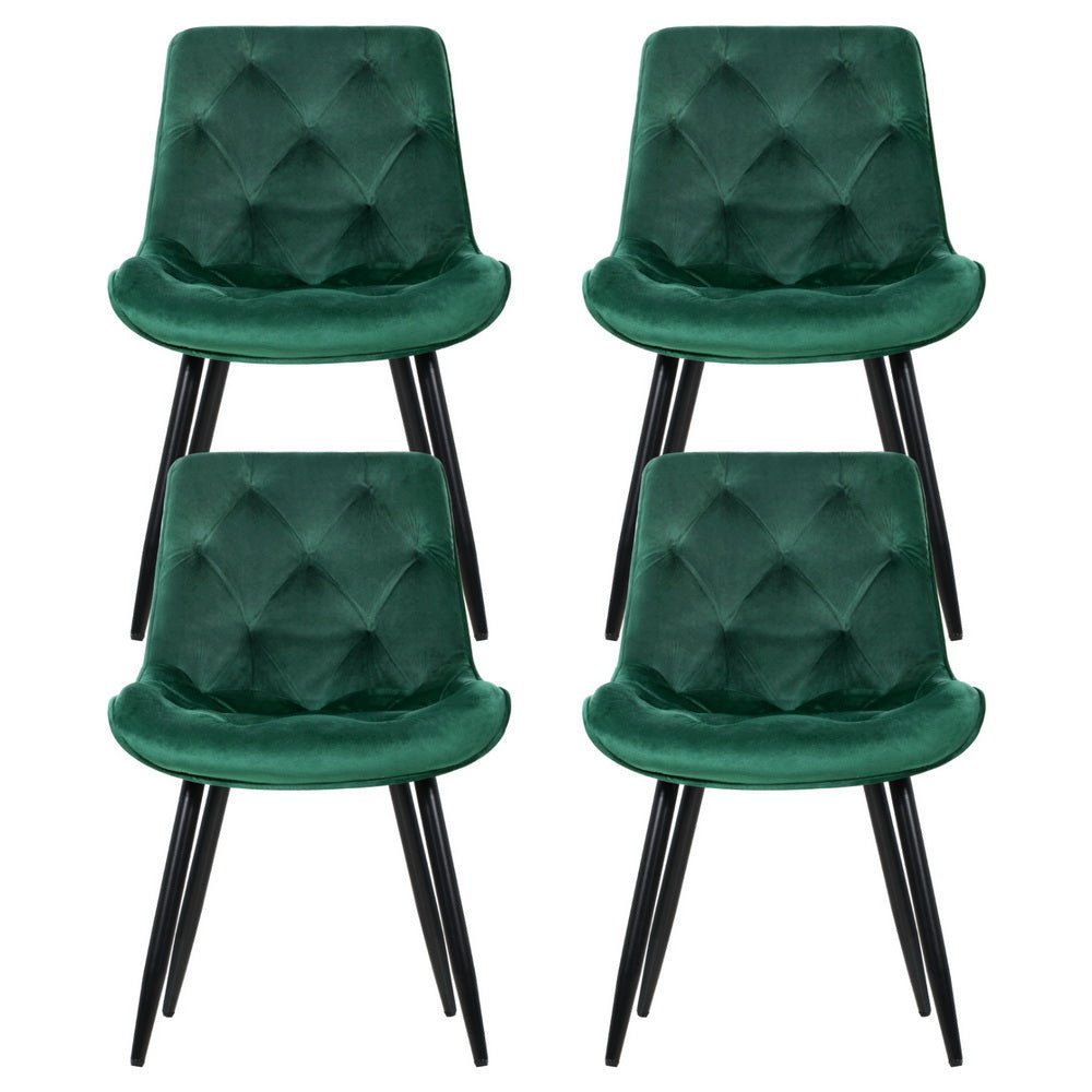Artiss Dining Chairs Set of 4 Velvet Diamond Tufted Green - Furniture > Dining > Kitchen & Dining Chairs - Rivercity House & Home Co. (ABN 18 642 972 209) - Affordable Modern Furniture Australia