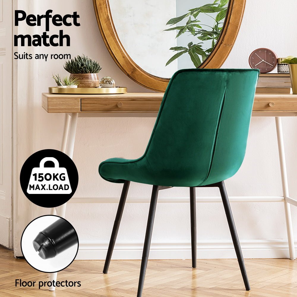 Artiss Dining Chairs Set of 4 Velvet Diamond Tufted Green - Furniture > Dining > Kitchen & Dining Chairs - Rivercity House & Home Co. (ABN 18 642 972 209) - Affordable Modern Furniture Australia