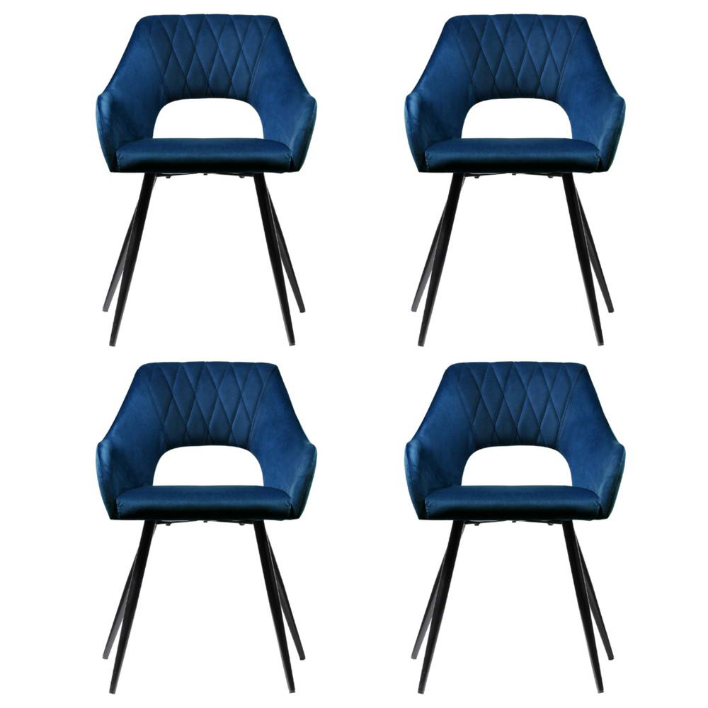 Artiss Dining Chairs Set of 4 Velvet Hollow Armchair Blue - Furniture > Dining > Kitchen & Dining Chairs - Rivercity House & Home Co. (ABN 18 642 972 209) - Affordable Modern Furniture Australia
