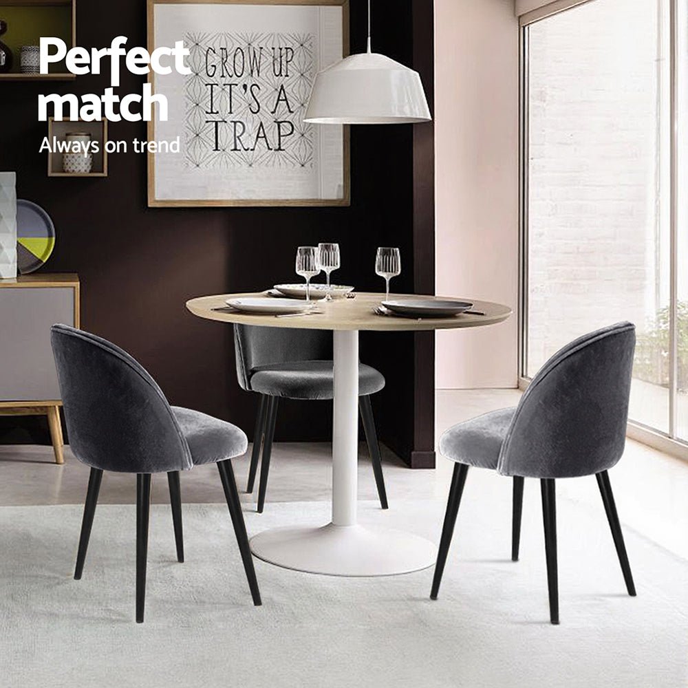 Artiss Dining Chairs Set of 4 Velvet Solid Curved Dark Grey - Furniture > Dining > Kitchen & Dining Chairs - Rivercity House & Home Co. (ABN 18 642 972 209) - Affordable Modern Furniture Australia