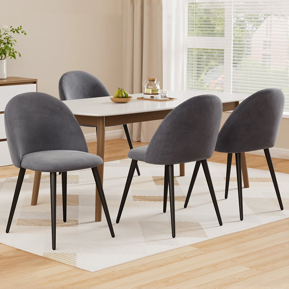 Artiss Dining Chairs Set of 4 Velvet Solid Curved Dark Grey - Furniture > Dining > Kitchen & Dining Chairs - Rivercity House & Home Co. (ABN 18 642 972 209) - Affordable Modern Furniture Australia