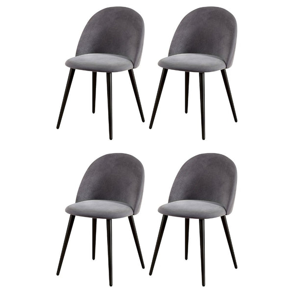Dining Chairs Set of 4 Velvet Solid Curved Dark Grey