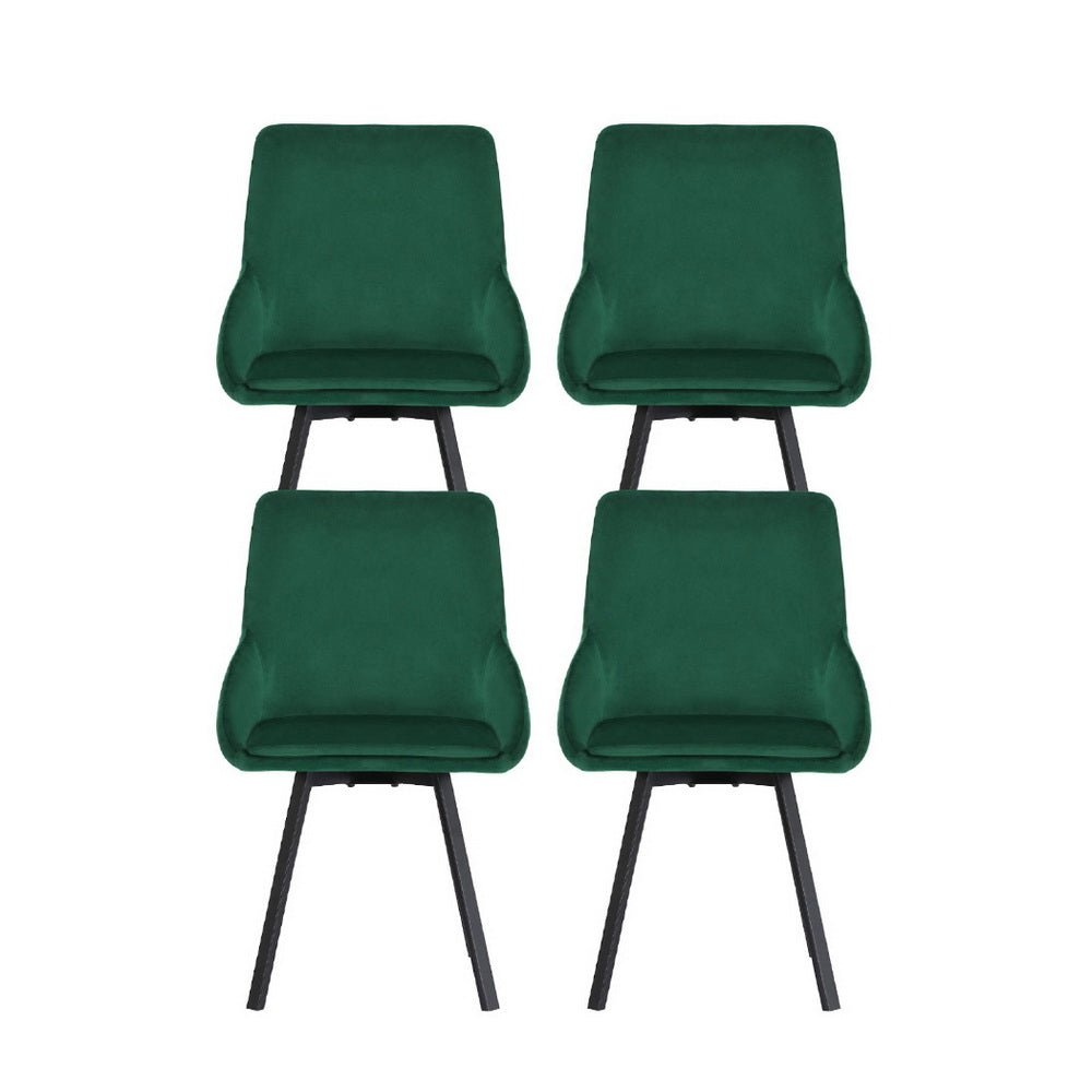 Artiss Dining Chairs Set of 4 Velvet Swivel Base Green - Furniture > Dining > Kitchen & Dining Chairs - Rivercity House & Home Co. (ABN 18 642 972 209) - Affordable Modern Furniture Australia