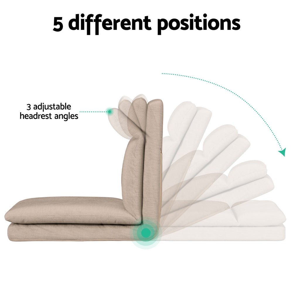 Artiss Floor Lounge Sofa Bed 1 Seater Linen Beige - Furniture > Living Room - Rivercity House & Home Co. (ABN 18 642 972 209) - Affordable Modern Furniture Australia