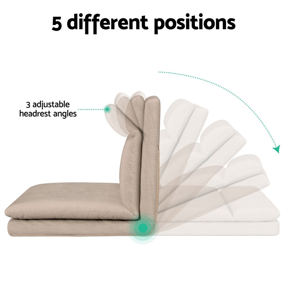 Artiss Floor Lounge Sofa Bed 2 Seater Linen Beige - Furniture > Living Room - Rivercity House & Home Co. (ABN 18 642 972 209) - Affordable Modern Furniture Australia