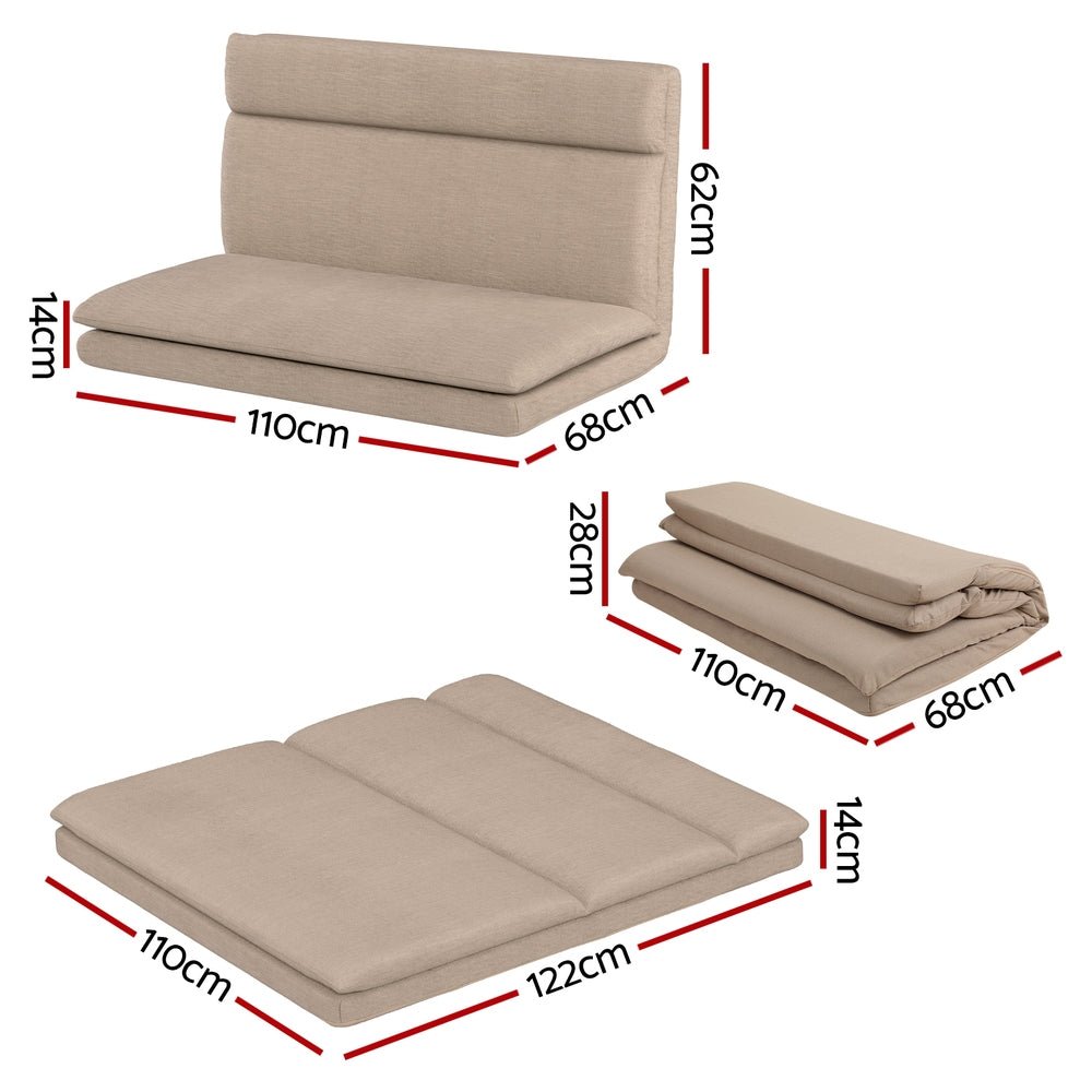 Artiss Floor Lounge Sofa Bed 2 Seater Linen Beige - Furniture > Living Room - Rivercity House & Home Co. (ABN 18 642 972 209) - Affordable Modern Furniture Australia