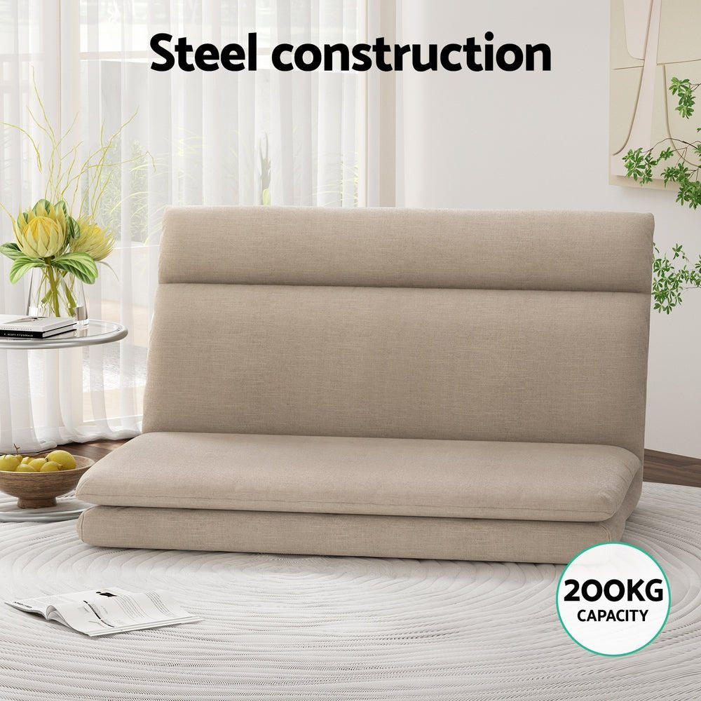 Artiss Floor Lounge Sofa Bed 2 Seater Linen Beige - Furniture > Living Room - Rivercity House & Home Co. (ABN 18 642 972 209) - Affordable Modern Furniture Australia