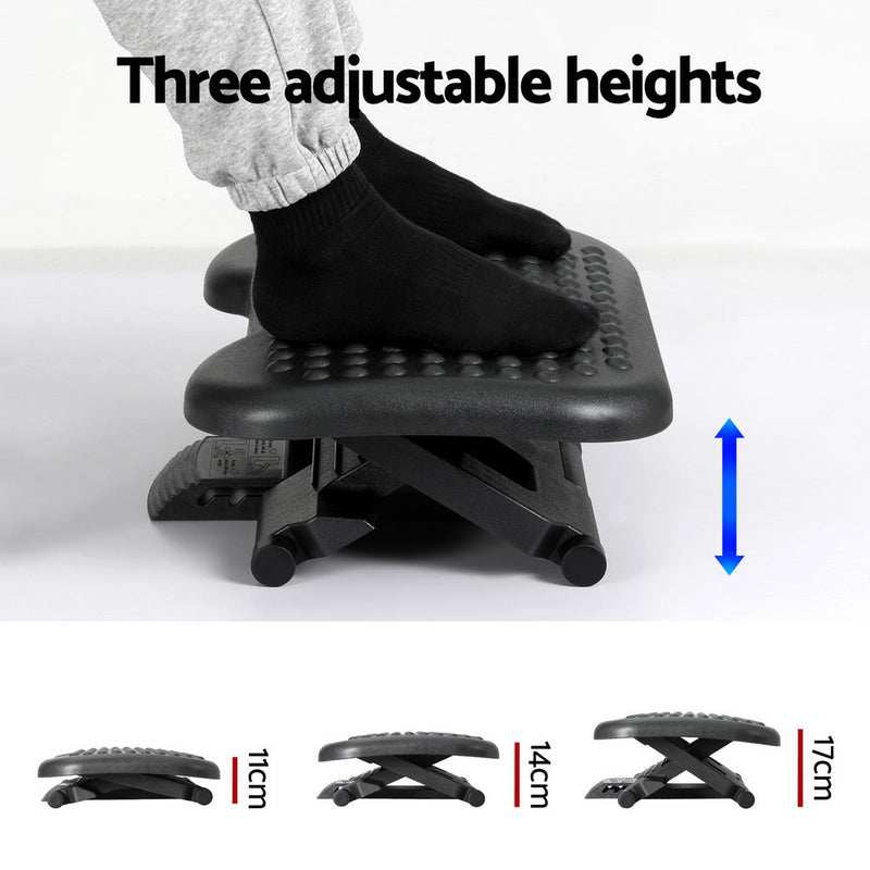 Artiss Foot Rest Stool Office Under Desk Angle Adjustable Footrest Massage Black - Furniture > Office - Rivercity House & Home Co. (ABN 18 642 972 209) - Affordable Modern Furniture Australia