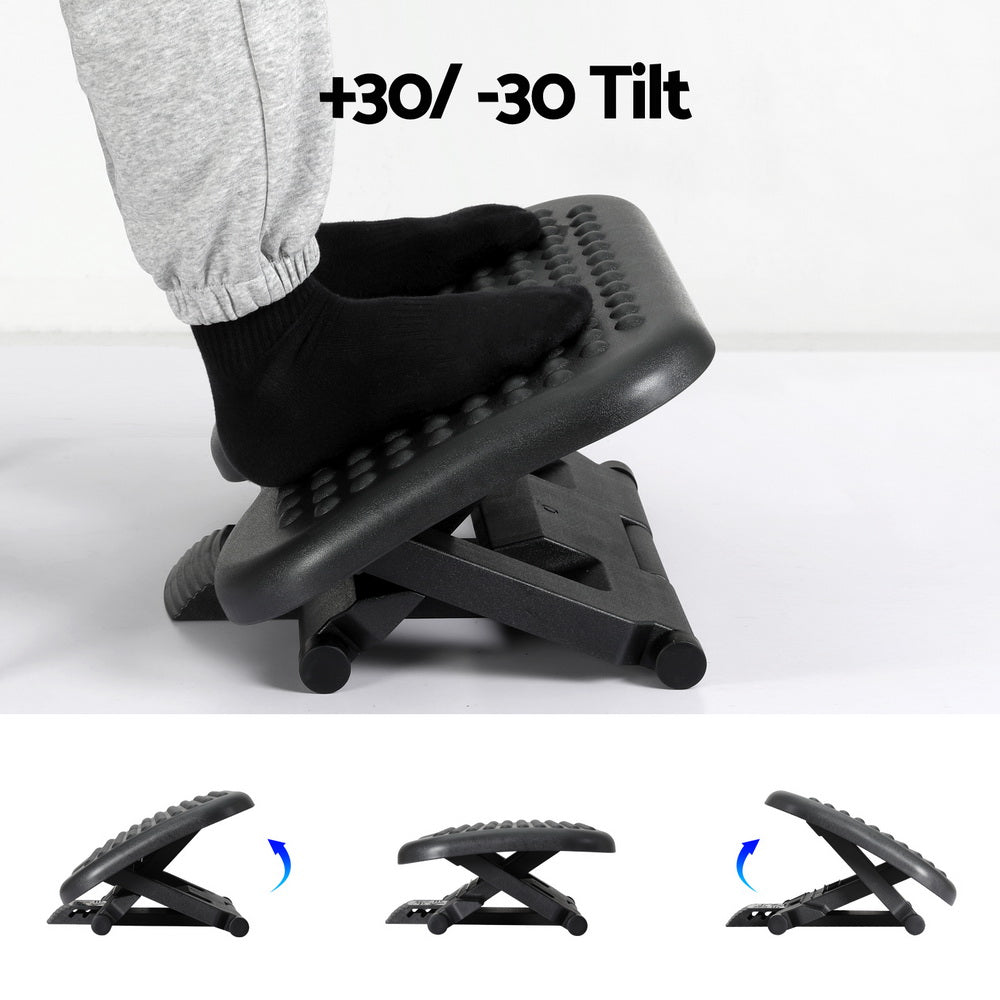 Artiss Foot Rest Stool Office Under Desk Angle Adjustable Footrest Massage Black - Furniture > Office - Rivercity House & Home Co. (ABN 18 642 972 209) - Affordable Modern Furniture Australia