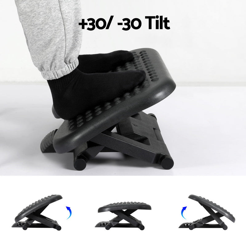 Artiss Foot Rest Stool Office Under Desk Angle Adjustable Footrest Massage Black - Furniture > Office - Rivercity House & Home Co. (ABN 18 642 972 209) - Affordable Modern Furniture Australia