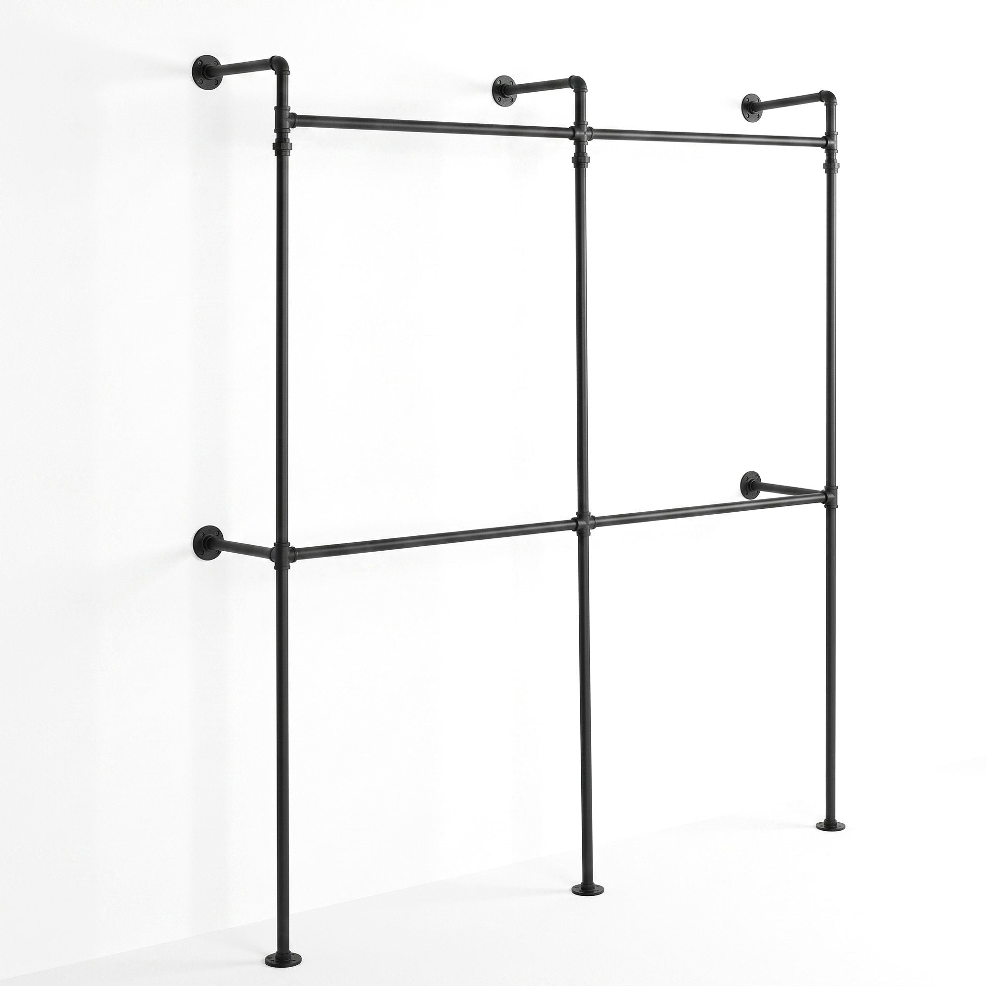 Artiss Industrial Pipe Wall Mounted Clothing Rack 206cm - Black - Furniture > Living Room > Coat Racks - Rivercity House & Home Co. (ABN 18 642 972 209) - Affordable Modern Furniture Australia