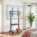 Artiss Mobile TV Stand for 40-100 Inch TVs with Adjustable Shelves and Lockable Wheels - Black & Walnut