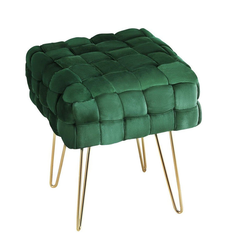 Artiss Ottoman Foot Stool Woven Velvet Green - Furniture > Living Room - Rivercity House & Home Co. (ABN 18 642 972 209) - Affordable Modern Furniture Australia