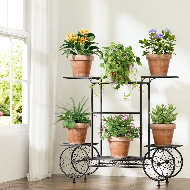 Artiss Plant Stand 6 Tier Iron 4 Wheeler - Furniture > Living Room - Rivercity House & Home Co. (ABN 18 642 972 209) - Affordable Modern Furniture Australia