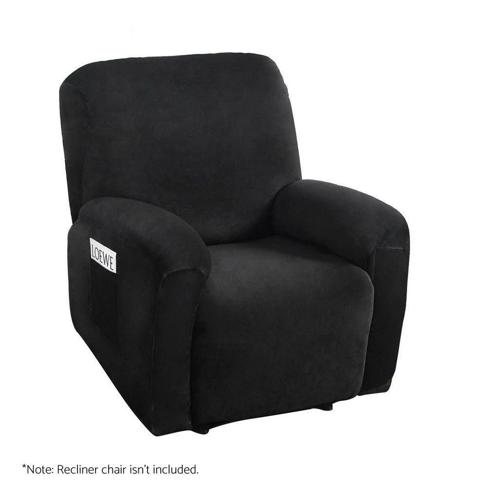 Artiss Recliner Chair Covers 1 Seater Velvet Black - Furniture > Bar Stools & Chairs - Rivercity House & Home Co. (ABN 18 642 972 209) - Affordable Modern Furniture Australia
