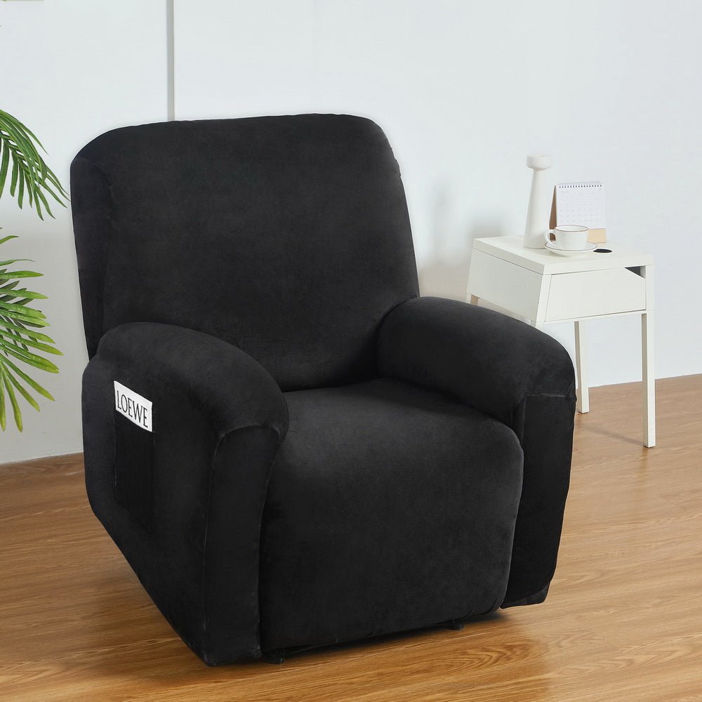 Artiss Recliner Chair Covers 1 Seater Velvet Black - Furniture > Bar Stools & Chairs - Rivercity House & Home Co. (ABN 18 642 972 209) - Affordable Modern Furniture Australia