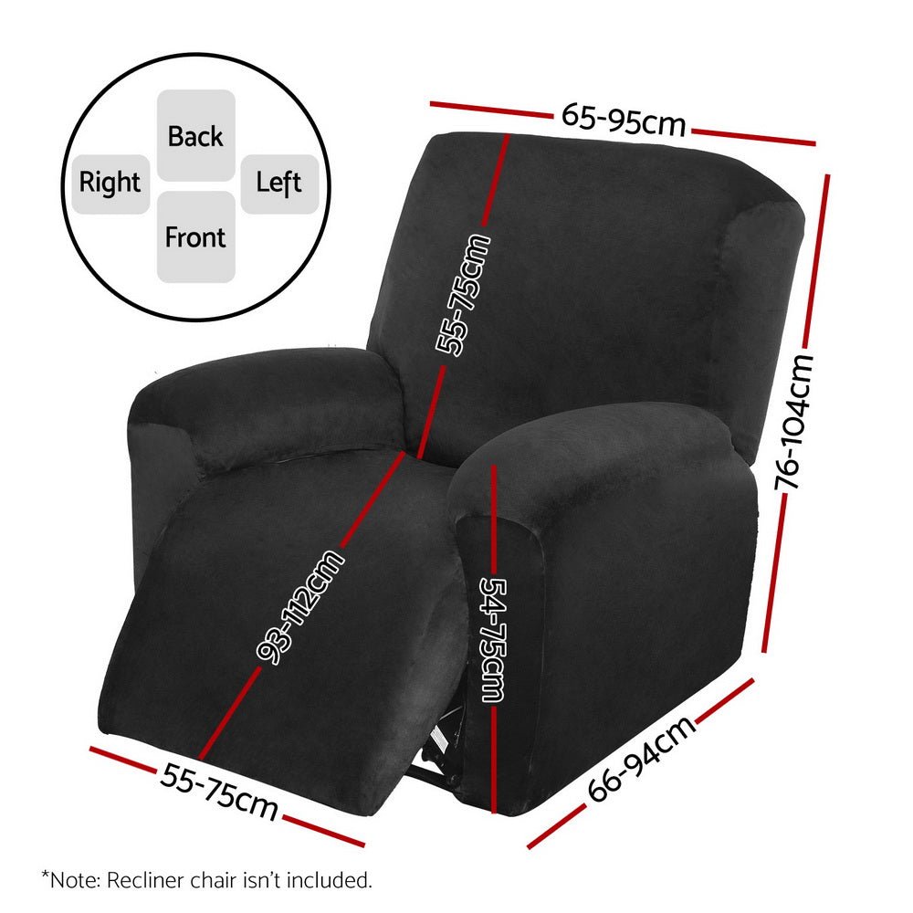 Artiss Recliner Chair Covers 1 Seater Velvet Black - Furniture > Bar Stools & Chairs - Rivercity House & Home Co. (ABN 18 642 972 209) - Affordable Modern Furniture Australia