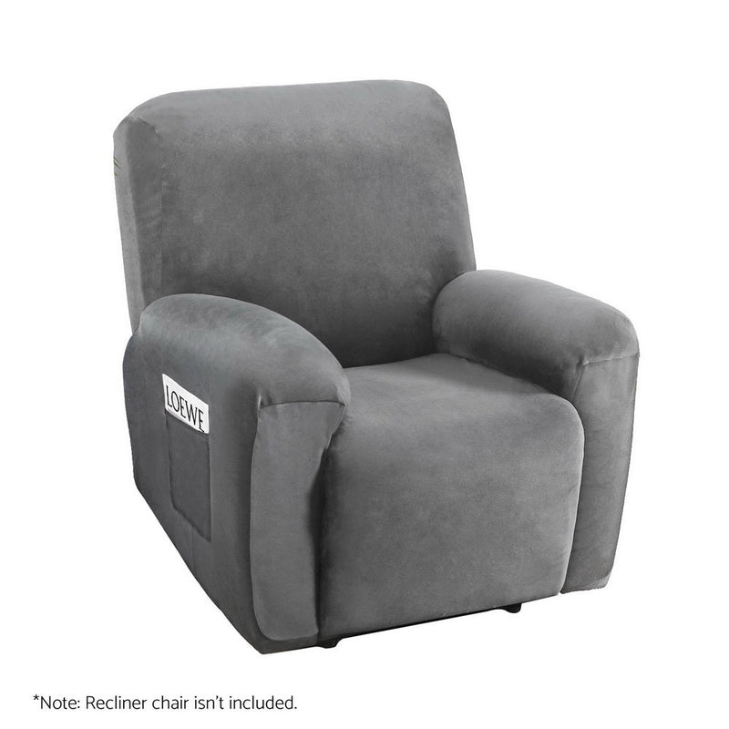 Artiss Recliner Chair Covers 1 Seater Velvet Grey - Furniture > Bar Stools & Chairs - Rivercity House & Home Co. (ABN 18 642 972 209) - Affordable Modern Furniture Australia