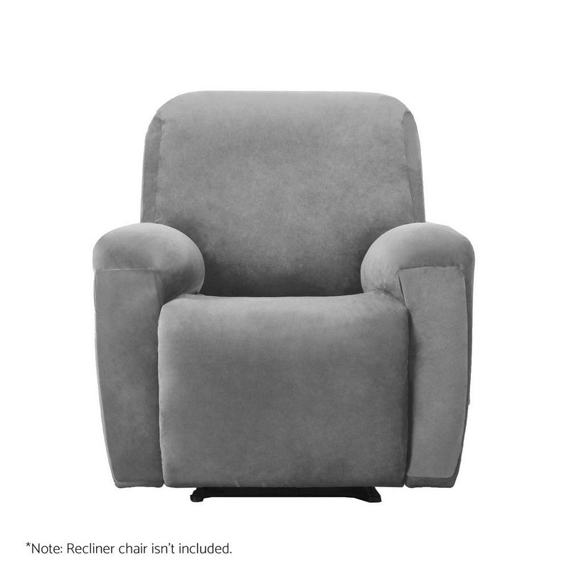 Artiss Recliner Chair Covers 1 Seater Velvet Grey - Furniture > Bar Stools & Chairs - Rivercity House & Home Co. (ABN 18 642 972 209) - Affordable Modern Furniture Australia