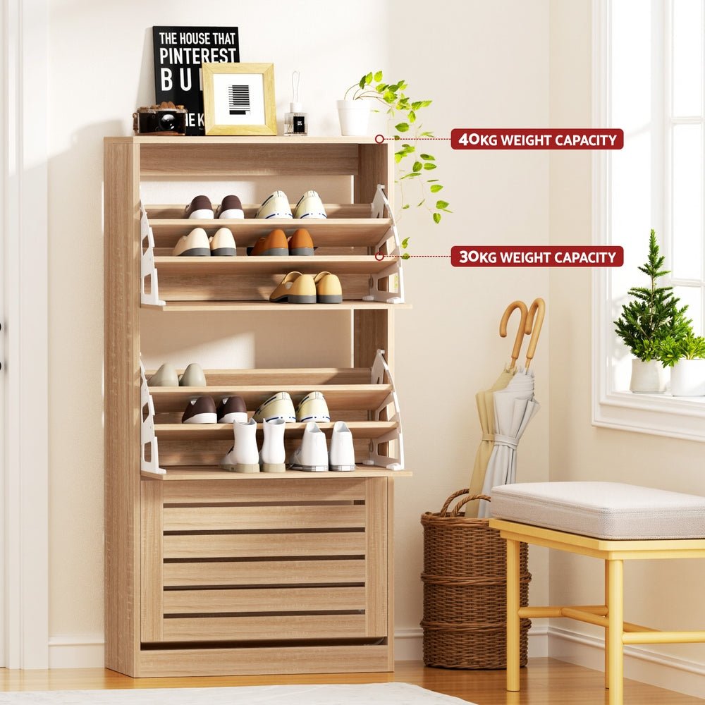 Artiss Shoe Cabinet Storage Drawer 45 Pairs Pine - Furniture > Living Room > Shoe Storage - Rivercity House & Home Co. (ABN 18 642 972 209) - Affordable Modern Furniture Australia