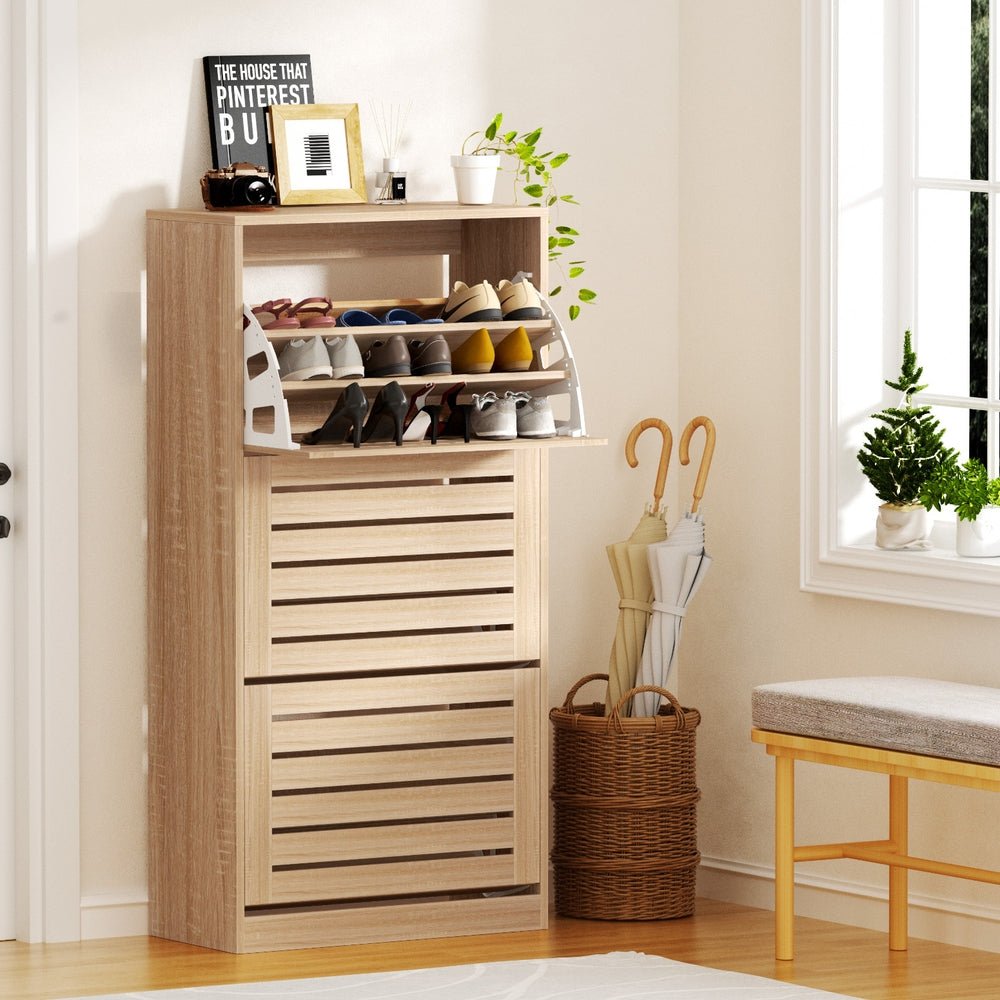 Artiss Shoe Cabinet Storage Drawer 45 Pairs Pine - Furniture > Living Room > Shoe Storage - Rivercity House & Home Co. (ABN 18 642 972 209) - Affordable Modern Furniture Australia