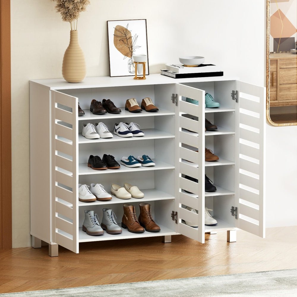 Living Room Modern White Shoe Cabinet Shoe Rack Cabinet 30 Pairs
