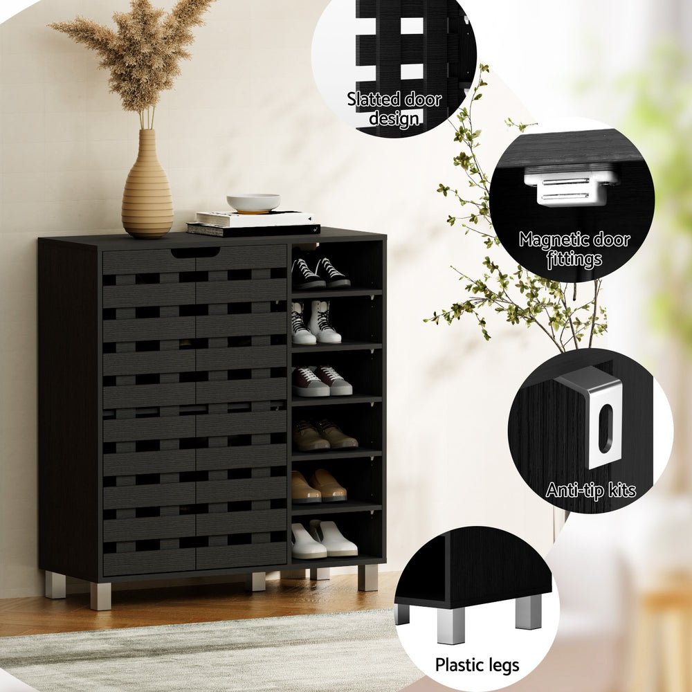 Artiss Shoe Rack Cabinet 6 Tier Storage Shelf Black - Furniture > Living Room > Shoe Storage - Rivercity House & Home Co. (ABN 18 642 972 209) - Affordable Modern Furniture Australia