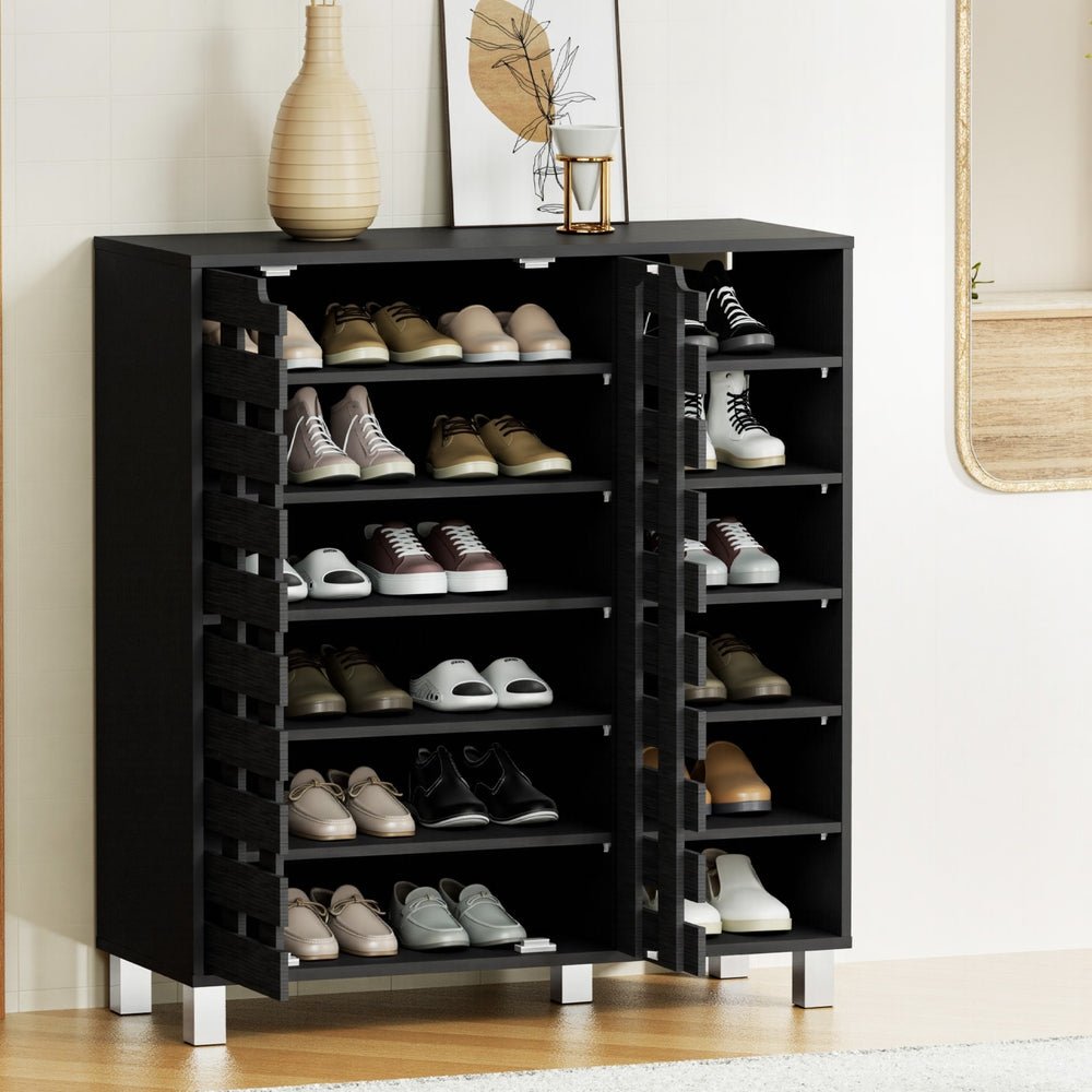 Artiss Shoe Rack Cabinet 6 Tier Storage Shelf Black - Furniture > Living Room > Shoe Storage - Rivercity House & Home Co. (ABN 18 642 972 209) - Affordable Modern Furniture Australia