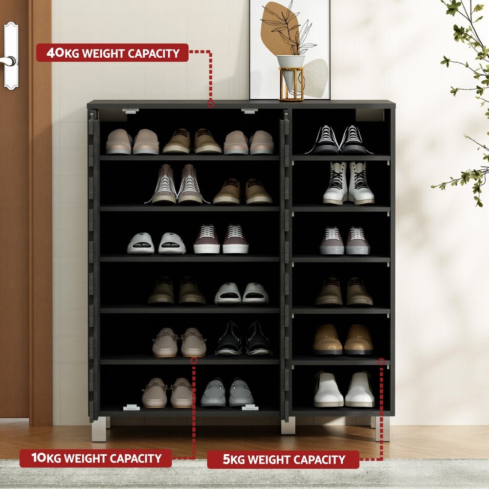 Artiss Shoe Rack Cabinet 6 Tier Storage Shelf Black - Furniture > Living Room > Shoe Storage - Rivercity House & Home Co. (ABN 18 642 972 209) - Affordable Modern Furniture Australia