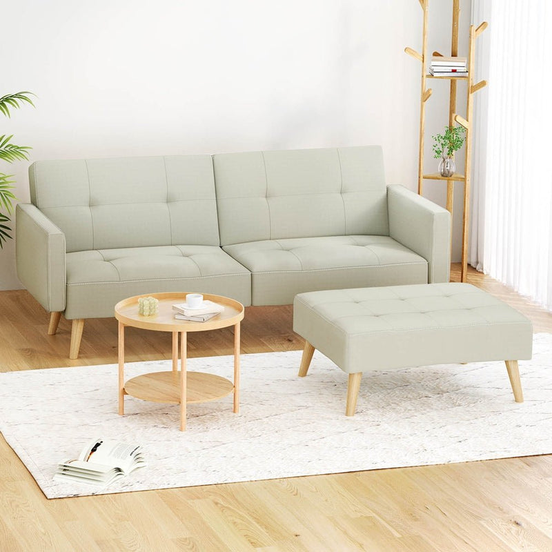 Artiss Sofa Bed Ottoman 200CM Beige Faux Linen - Furniture > Living Room - Rivercity House & Home Co. (ABN 18 642 972 209) - Affordable Modern Furniture Australia