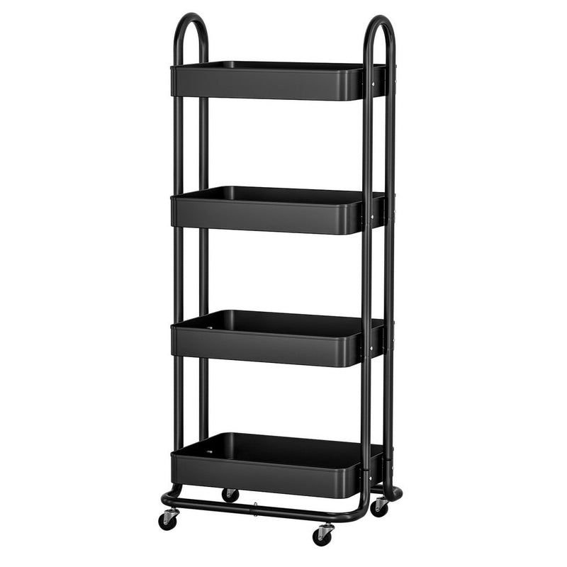 Artiss Storage Trolley Kitchen Cart 4 Tiers Black - Furniture > Dining - Rivercity House & Home Co. (ABN 18 642 972 209) - Affordable Modern Furniture Australia