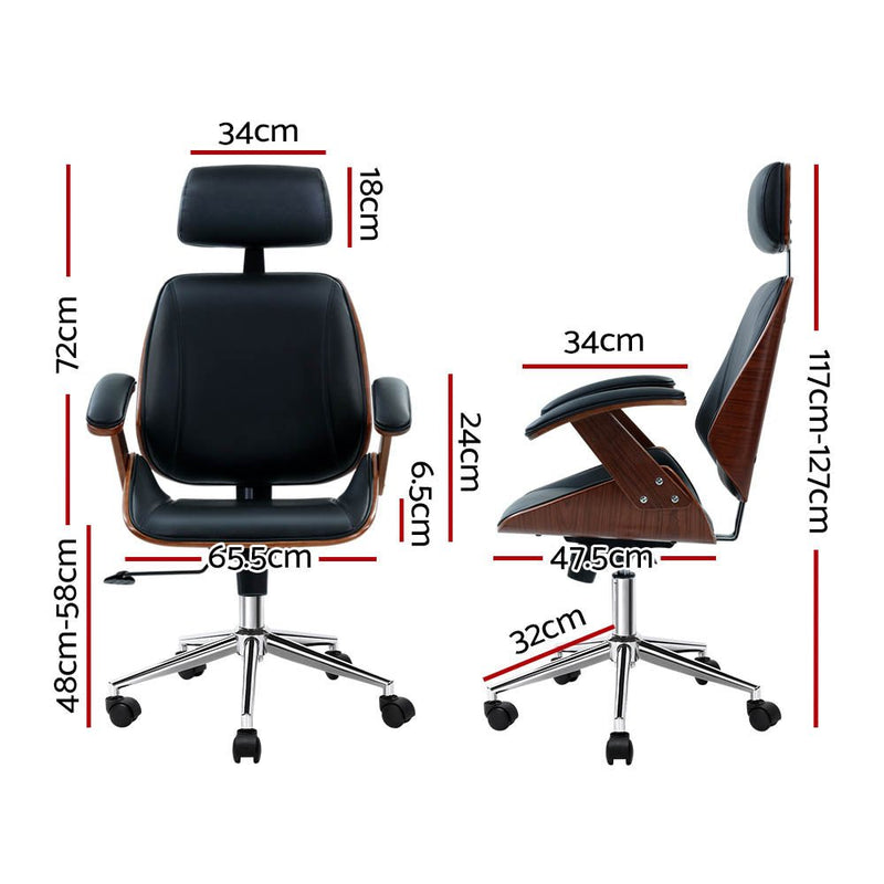 Ashby Wooden High Back Office Chair (Brown & Black) - Rivercity House & Home Co. (ABN 18 642 972 209) - Affordable Modern Furniture Australia