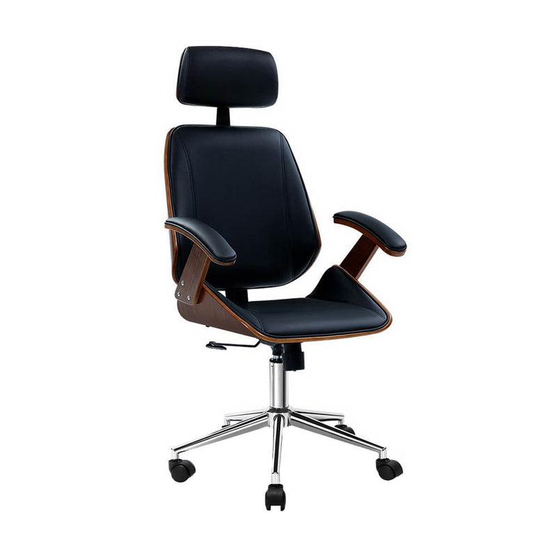 Ashby Wooden High Back Office Chair (Brown & Black) - Rivercity House & Home Co. (ABN 18 642 972 209) - Affordable Modern Furniture Australia