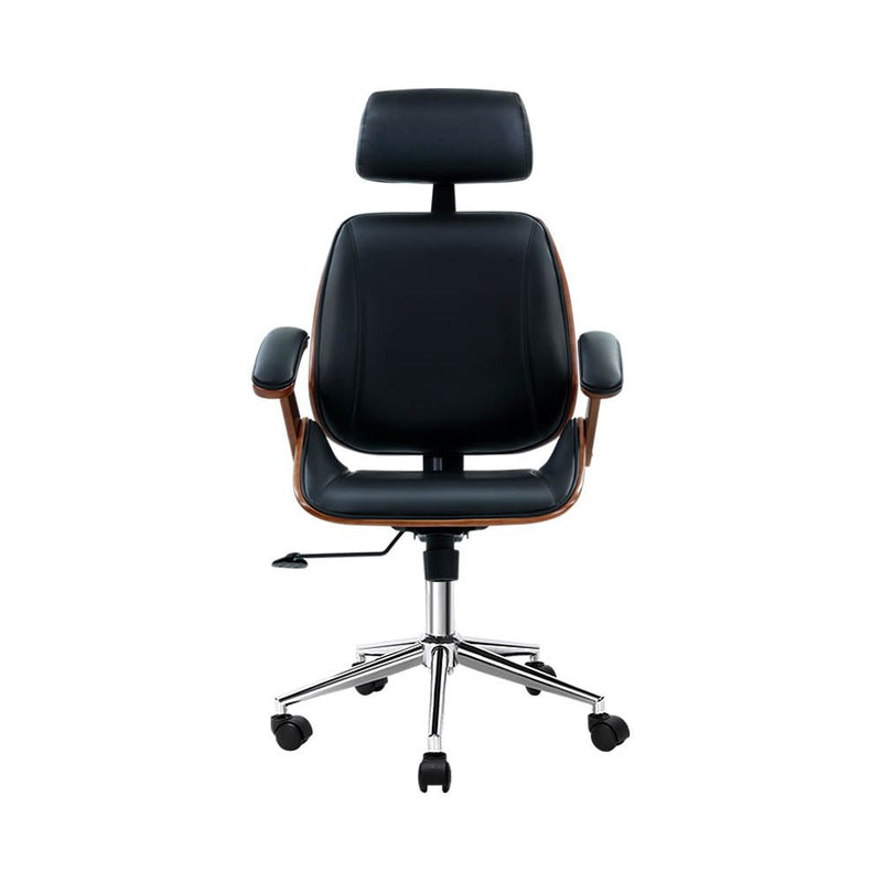 Ashby Wooden High Back Office Chair (Brown & Black) - Rivercity House & Home Co. (ABN 18 642 972 209) - Affordable Modern Furniture Australia