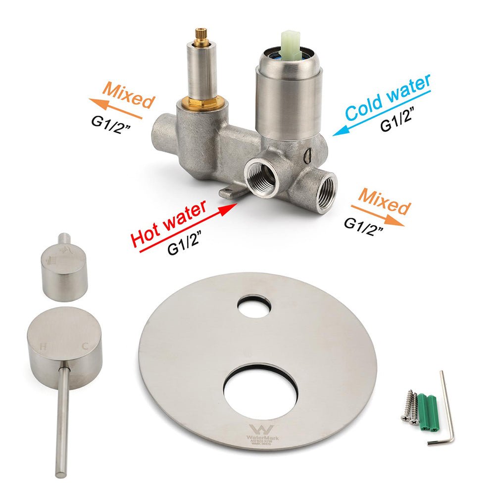 AU Round Stainless Steel Shower Mixer Diverter Brushed Nickel For Bathroom Sets - Furniture > Bathroom > Shower Heads & Screens - Rivercity House & Home Co. (ABN 18 642 972 209) - Affordable Modern Furniture Australia