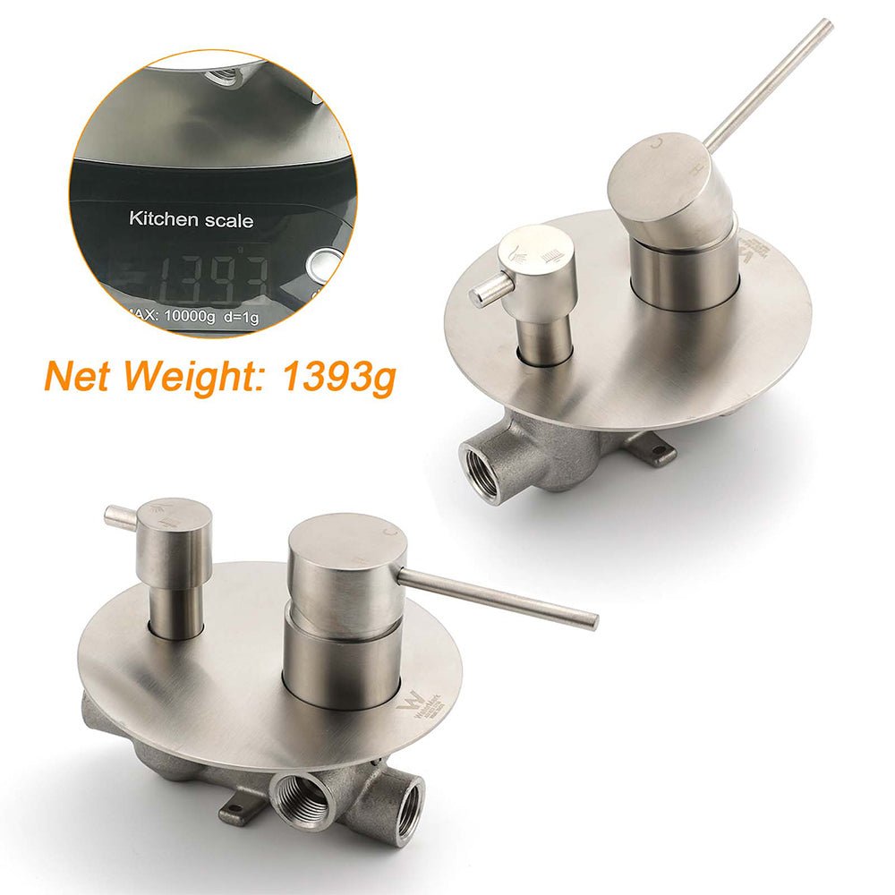 AU Round Stainless Steel Shower Mixer Diverter Brushed Nickel For Bathroom Sets - Furniture > Bathroom > Shower Heads & Screens - Rivercity House & Home Co. (ABN 18 642 972 209) - Affordable Modern Furniture Australia
