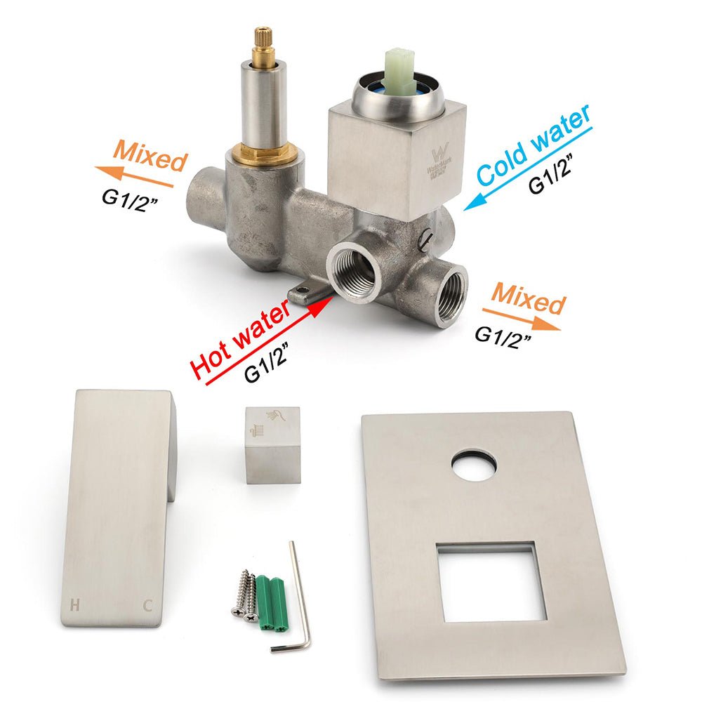 AU Standard 1/2 Inch Shower Mixer Diverter Brushed Nickel Square 2 Way Switch - Furniture > Bathroom > Shower Heads & Screens - Rivercity House & Home Co. (ABN 18 642 972 209) - Affordable Modern Furniture Australia