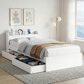 Aura Single Bed Frame with Charging Ports & 2 Drawers - White