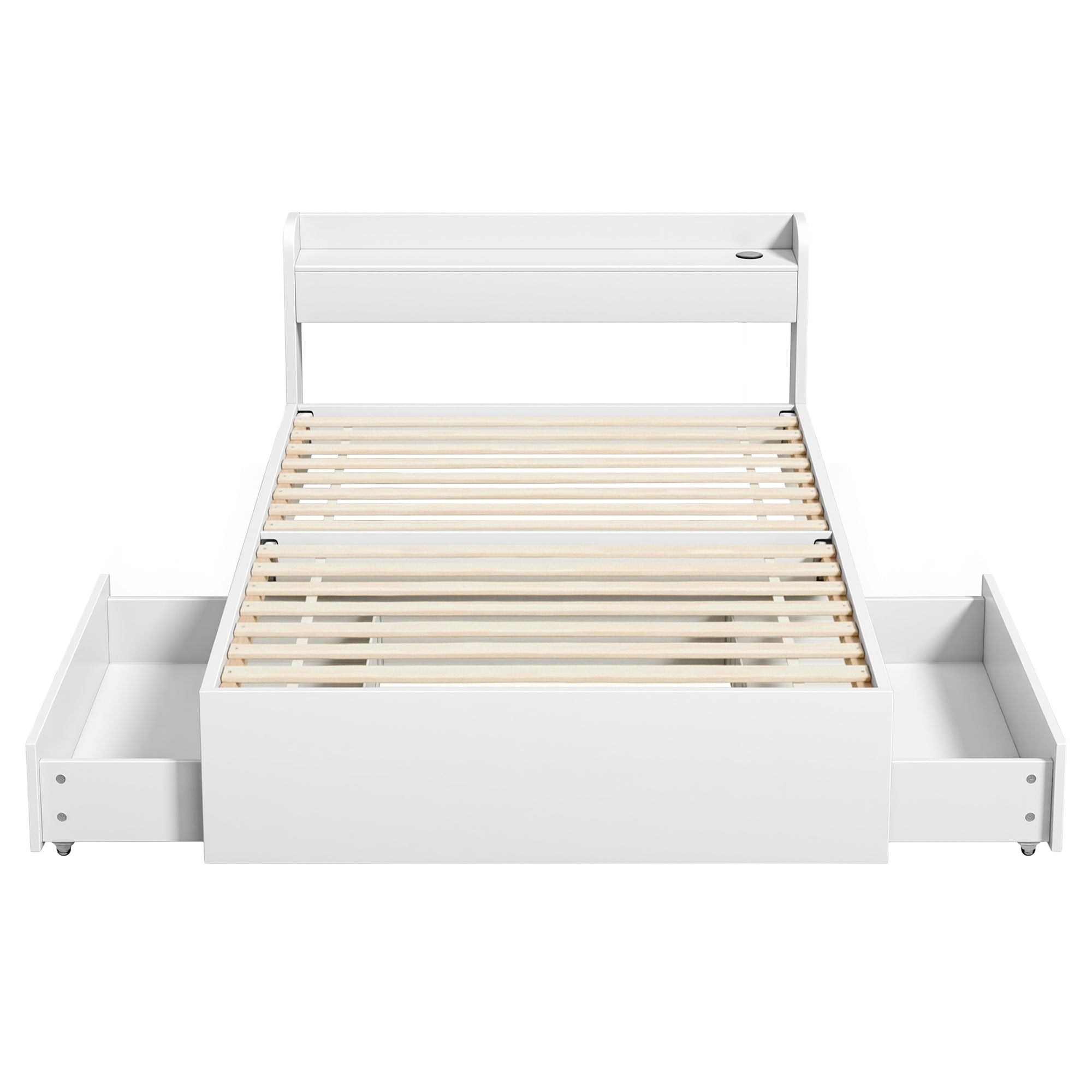 Aura Single Bed Frame with Charging Ports & 2 Drawers - White - Furniture > Bedroom > Beds & Bed Frames - Rivercity House & Home Co. (ABN 18 642 972 209) - Affordable Modern Furniture Australia