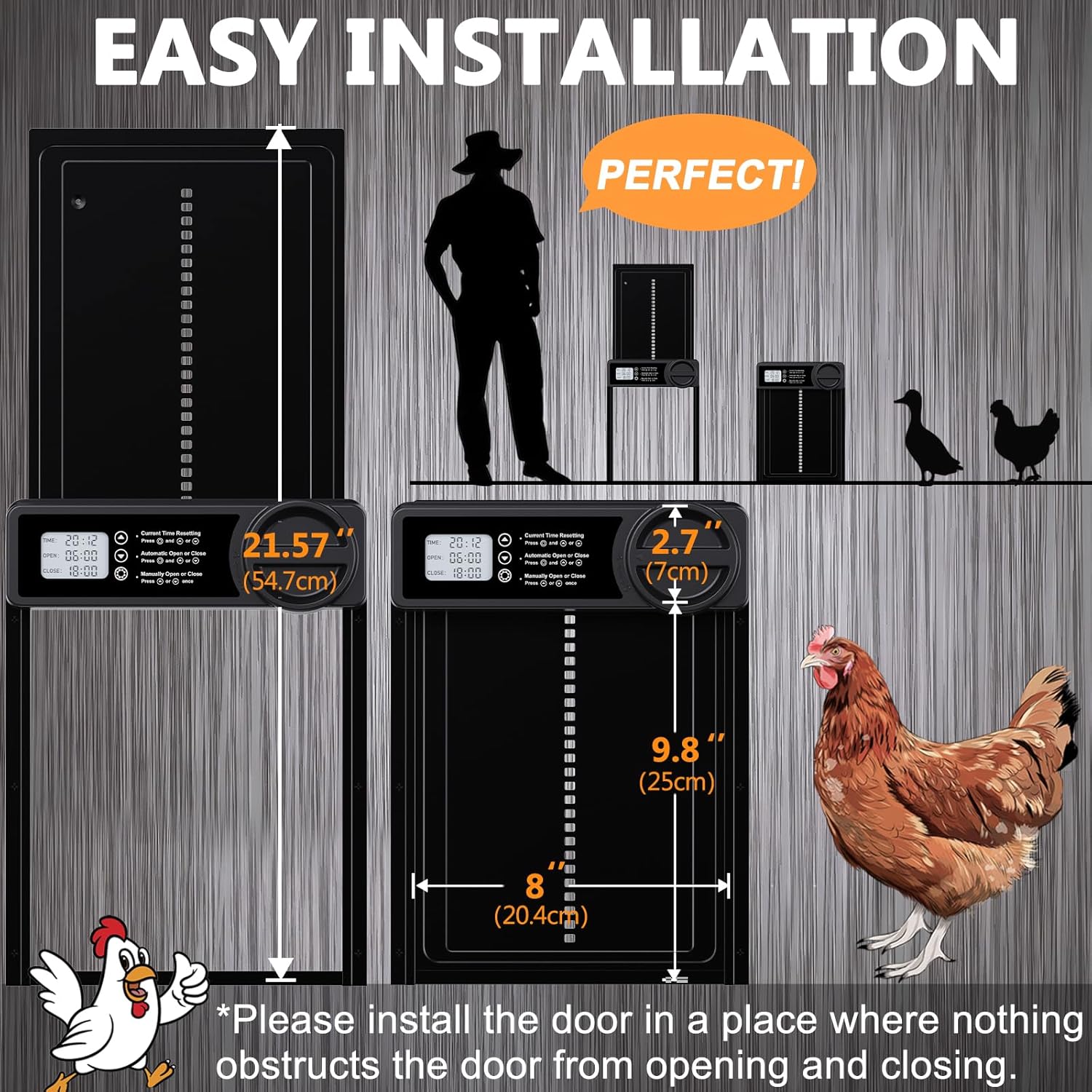 Automatic Chicken Coop Door Opener with Timer, Anti - Pinch, LCD Display & Battery Powered - Aluminum - Home & Garden > Gate Openers > Fence & Gate Accessories - Rivercity House & Home Co. (ABN 18 642 972 209) - Affordable Modern Furniture Australia