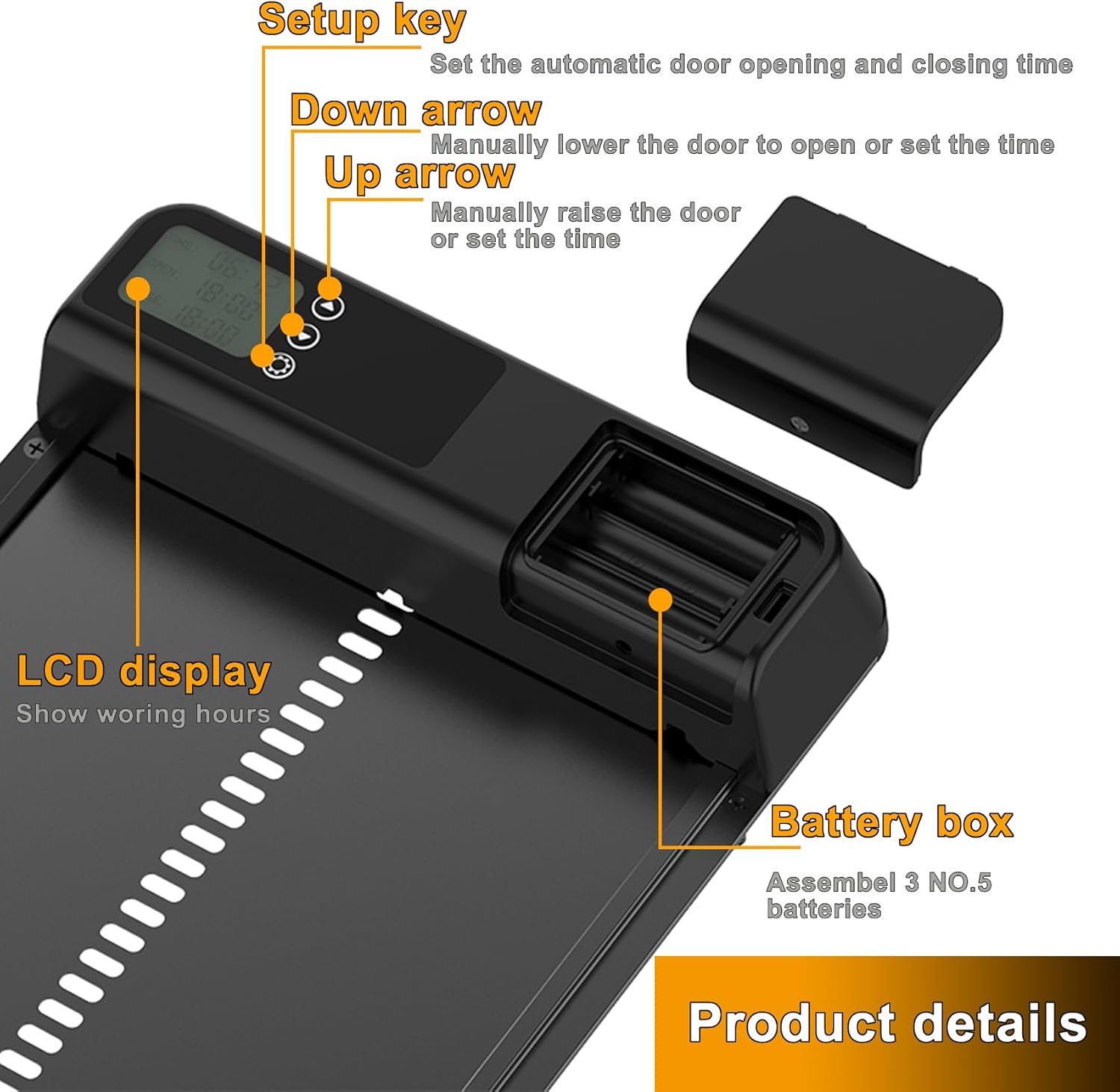 Automatic Chicken Coop Door with Timer, LCD Screen & Anti - Pinch Safety - Weatherproof Battery Operated - Electronics > Business & Home Security > Electronic Door Locks - Rivercity House & Home Co. (ABN 18 642 972 209) - Affordable Modern Furniture Australia