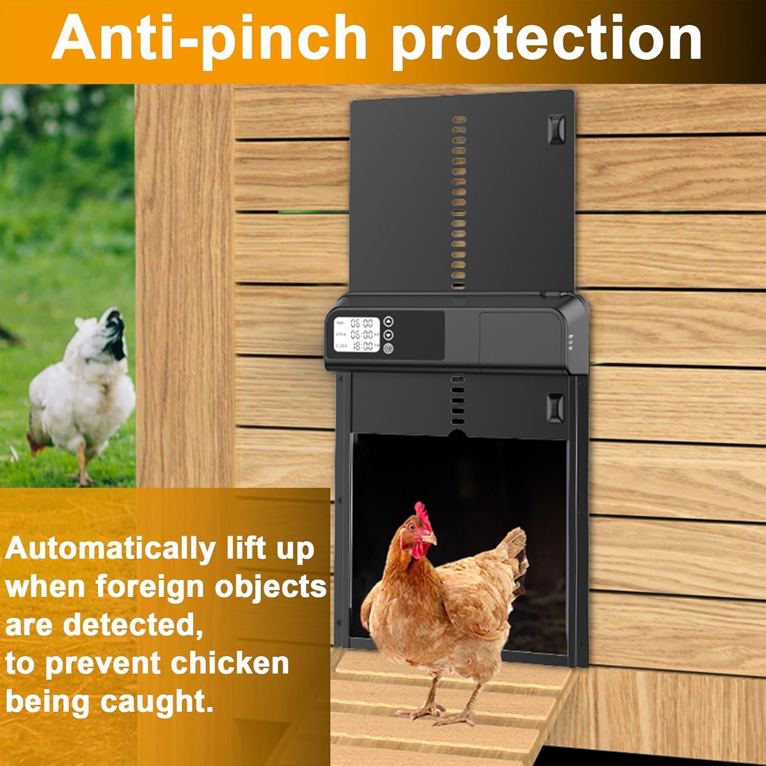Automatic Chicken Coop Door with Timer, LCD Screen & Anti - Pinch Safety - Weatherproof Battery Operated - Electronics > Business & Home Security > Electronic Door Locks - Rivercity House & Home Co. (ABN 18 642 972 209) - Affordable Modern Furniture Australia