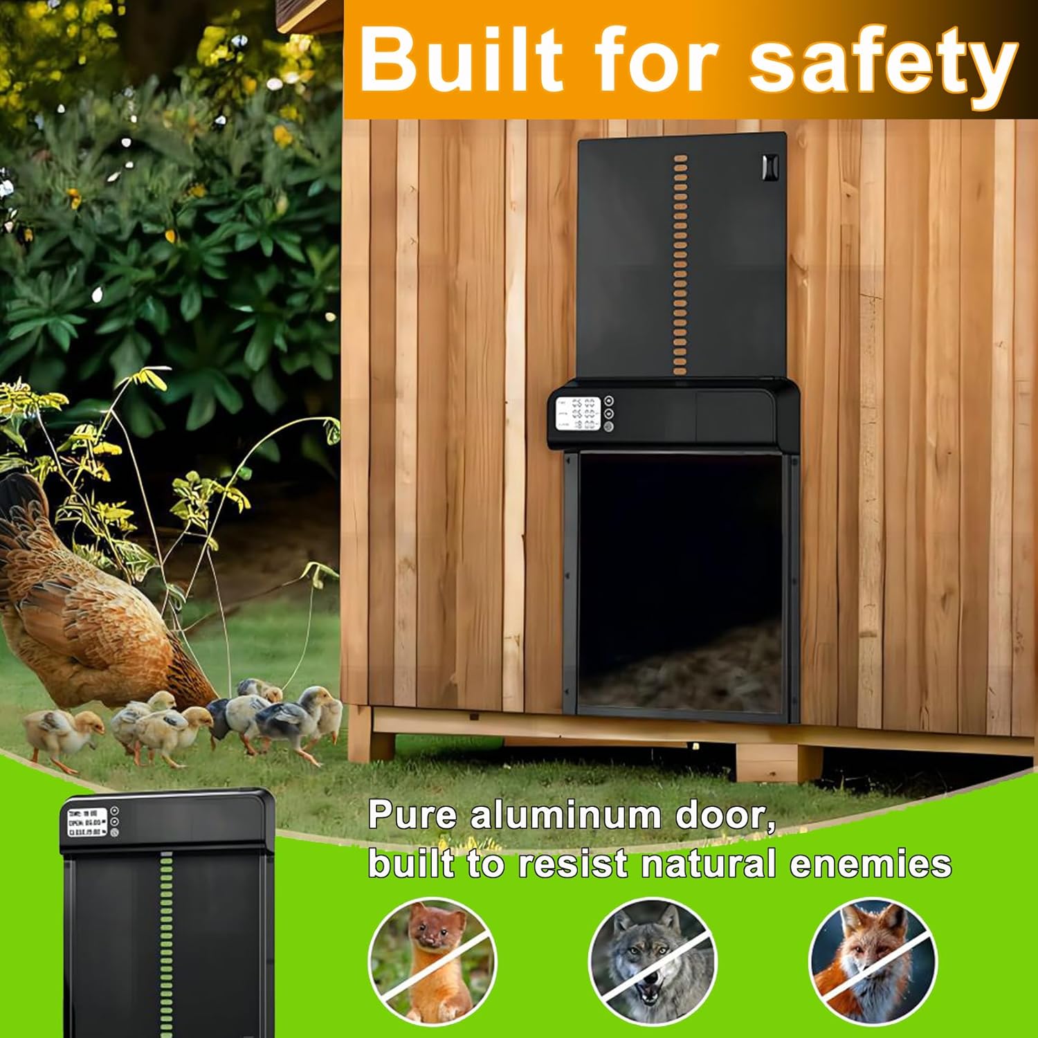 Automatic Chicken Coop Door with Timer, LCD Screen & Anti - Pinch Safety - Weatherproof Battery Operated - Electronics > Business & Home Security > Electronic Door Locks - Rivercity House & Home Co. (ABN 18 642 972 209) - Affordable Modern Furniture Australia