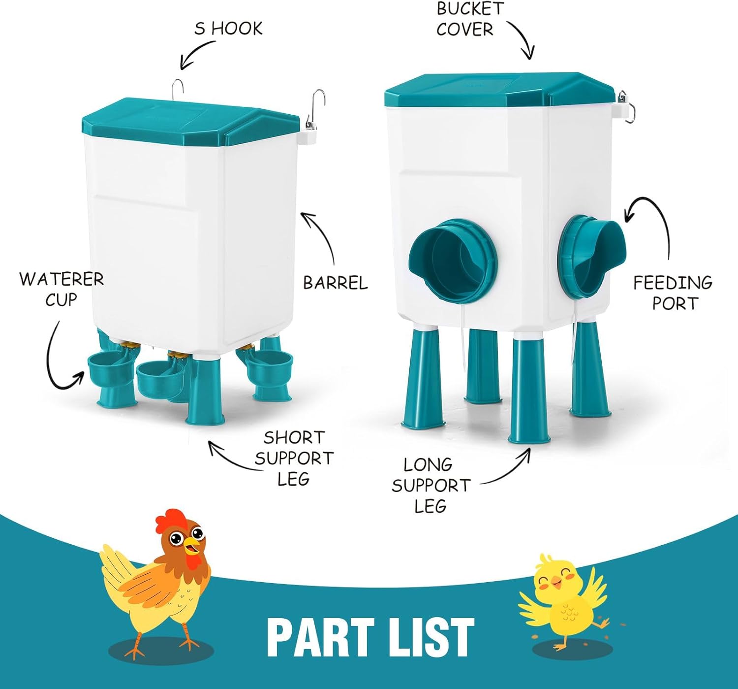 Automatic Chicken Feeder and Waterer Set 8KG Food 7L Water Capacity for Coop Chickens Ducks Quails - Blue - Pet Care > Cat Supplies > Cat Bowls, Feeders & Waterers - Rivercity House & Home Co. (ABN 18 642 972 209) - Affordable Modern Furniture Australia