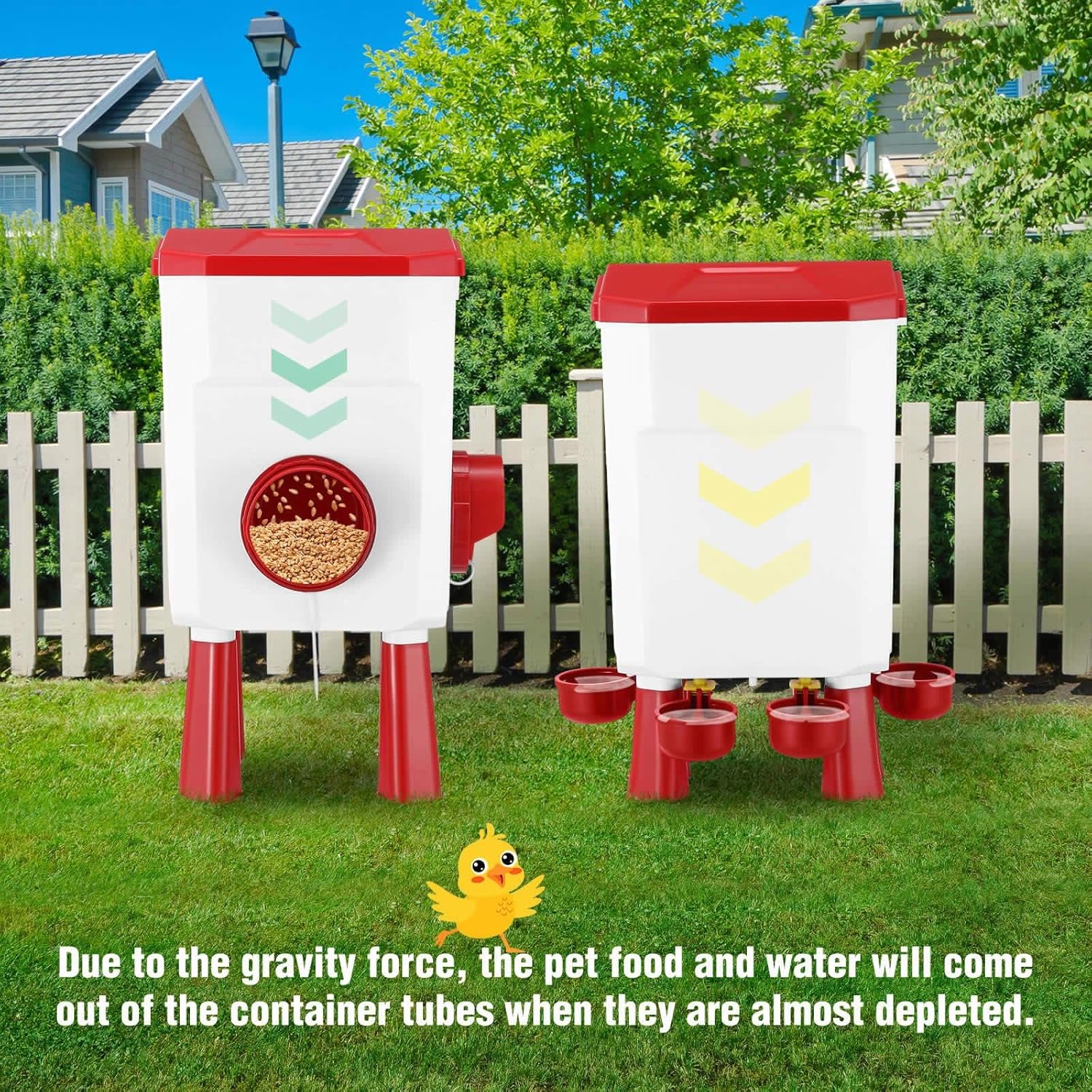 Automatic Chicken Feeder and Waterer Set 8KG Food 7L Water Capacity for Coop Chickens Ducks Quails - Red - Pet Care > Cat Supplies > Cat Bowls, Feeders & Waterers - Rivercity House & Home Co. (ABN 18 642 972 209) - Affordable Modern Furniture Australia