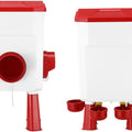 Automatic Chicken Feeder and Waterer Set 8KG Food 7L Water Capacity for Coop Chickens Ducks Quails - Red