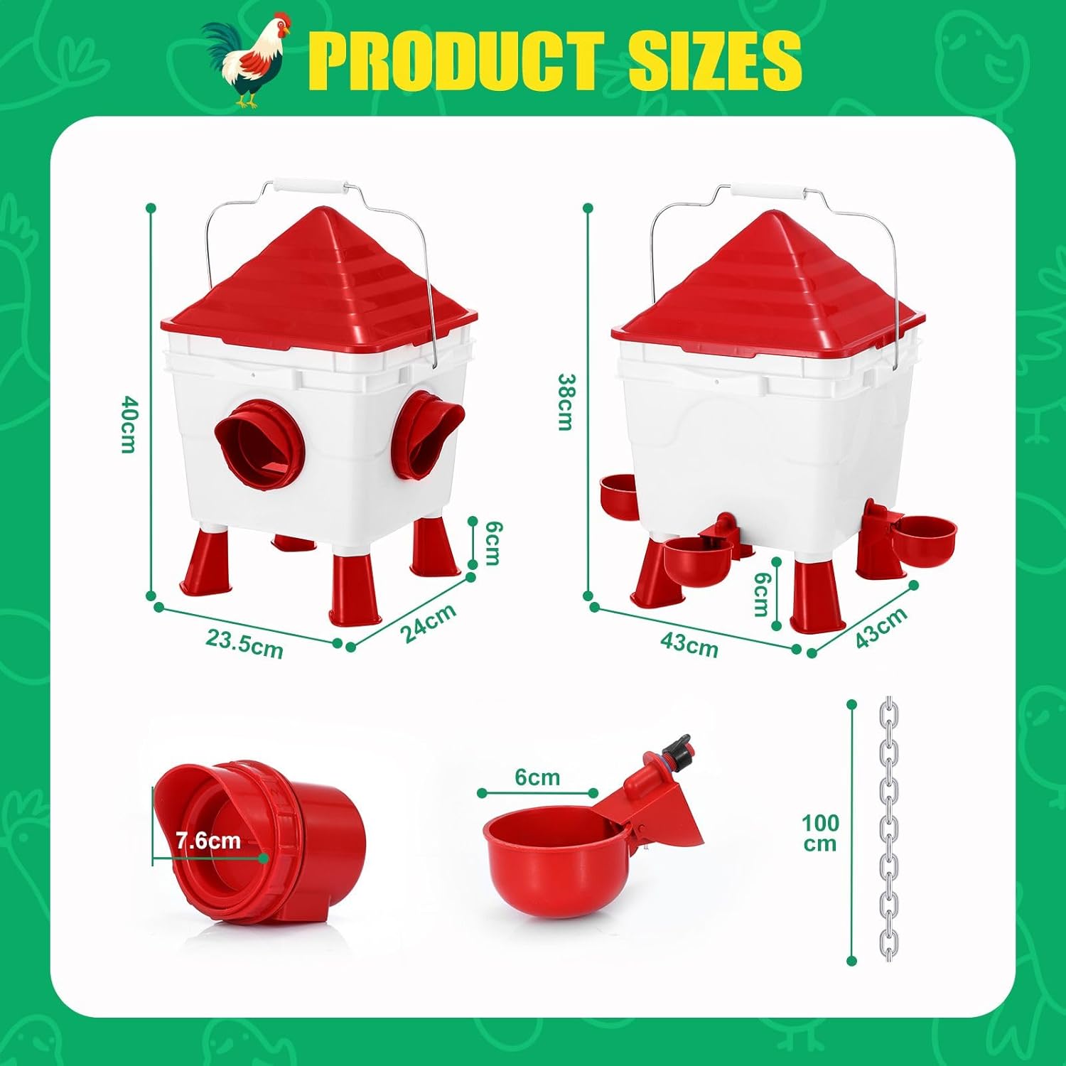 Automatic Chicken Feeder and Waterer Set 8KG Food 8L Water 4 Ports & Cups - White - Appliances > Kitchen Appliances > Water Dispensers - Rivercity House & Home Co. (ABN 18 642 972 209) - Affordable Modern Furniture Australia