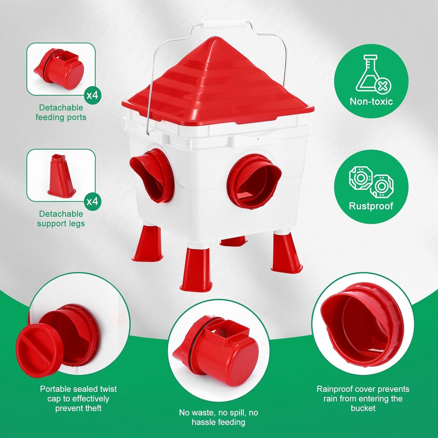 Automatic Chicken Feeder and Waterer Set 8KG Food 8L Water 4 Ports & Cups - White - Appliances > Kitchen Appliances > Water Dispensers - Rivercity House & Home Co. (ABN 18 642 972 209) - Affordable Modern Furniture Australia