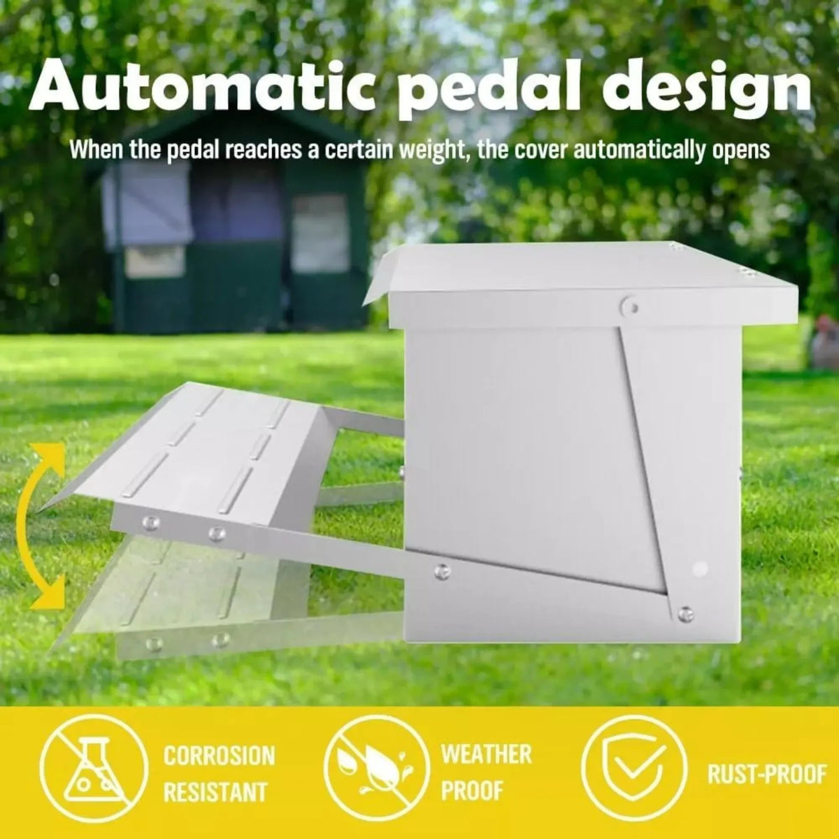 Automatic Chicken Feeder Treadle Galvanized Steel - Grey - Pet Care > Farm Supplies > Farm Equipment - Rivercity House & Home Co. (ABN 18 642 972 209) - Affordable Modern Furniture Australia