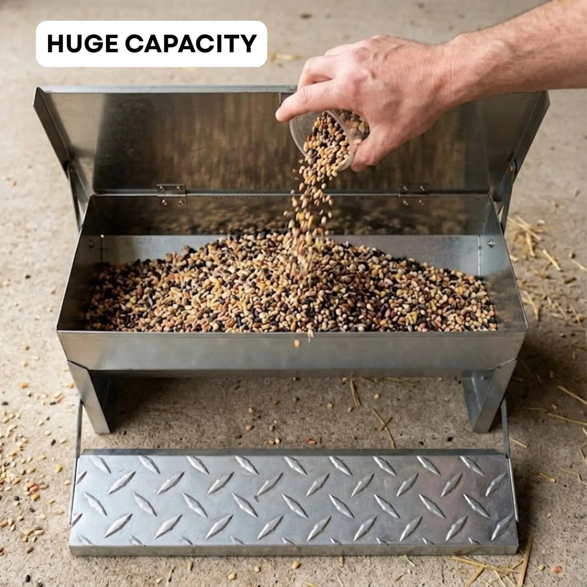 Automatic Chicken Feeder Treadle Galvanized Steel - Grey - Pet Care > Farm Supplies > Farm Equipment - Rivercity House & Home Co. (ABN 18 642 972 209) - Affordable Modern Furniture Australia